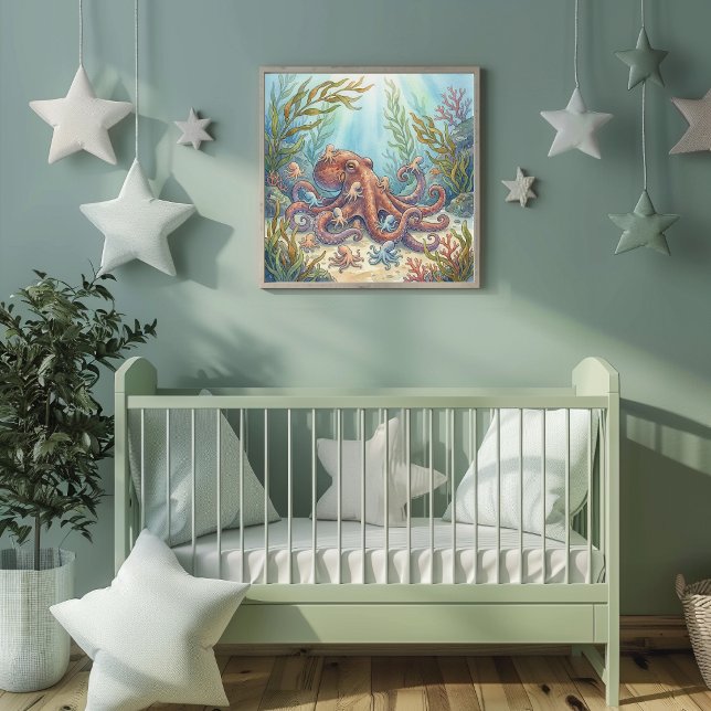 Poster Mama Octopus and Babies Nursery (Criador carregado)