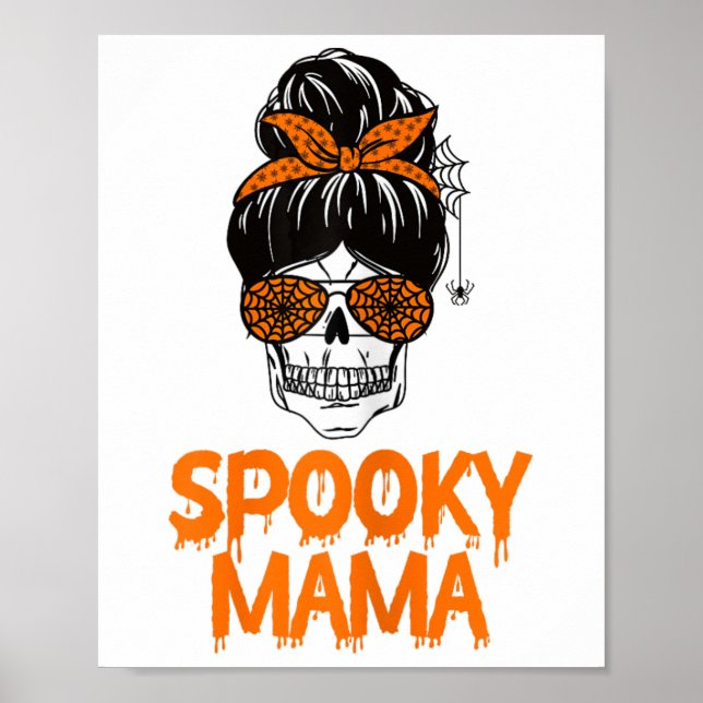Poster Mama Preguiçosa de Halloween Caveira Mensagem (Frente)