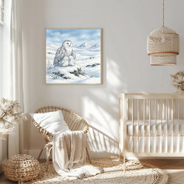 Poster Mama Snowy Owl and Owlets Nursery