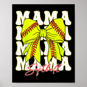Poster Mama Softball Arco Jogo de Coquetes Dia de Softbal