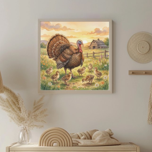 Poster Mama Turkey and Poults Nursery (Criador carregado)