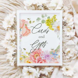 Poster Mamãe a abelha Chá de fraldas de Aquarela Floral