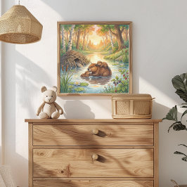 Poster Mamãe Castor e Berçário dos Filhotes