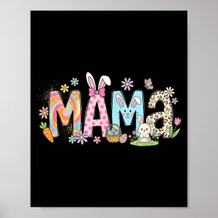 Poster Mamãe coelho da Páscoa floral de primavera para ma