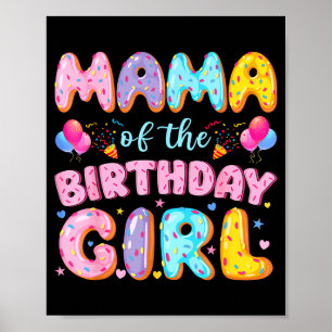 Poster Mamãe da menina aniversariante doce donut aniversá