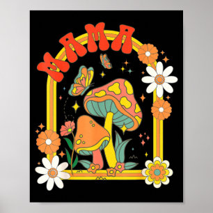 Poster Mamãe da moda hippie flor de margarida anos 70 fam