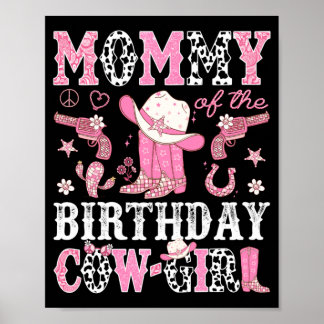 Poster Mamãe da Vaqueira de Aniversário Rosa Disco Rodeio