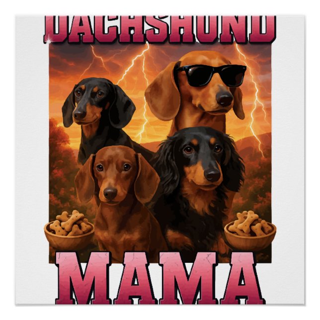 Pôster Mamãe Dachshund (Frente)