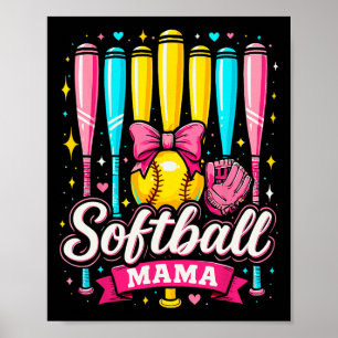 Poster Mamãe de Softbol Sofbol Coquete Arco Softbol