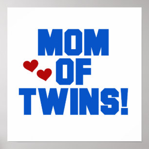 Poster Mamãe de Twins Blue Text Gifts