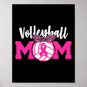 Poster Mamãe de Voleibol Fita Rosa Fita Sensibilização pa