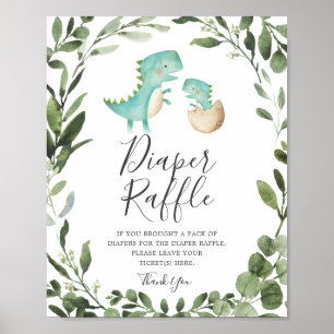 Poster Mamãe Dinossauro Fralda Chá de fraldas Raffle Si