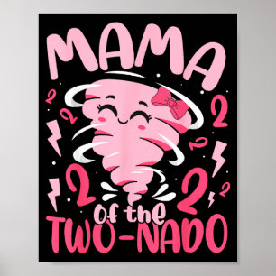 Poster Mamãe do aniversário de 2 anos temático de tornado