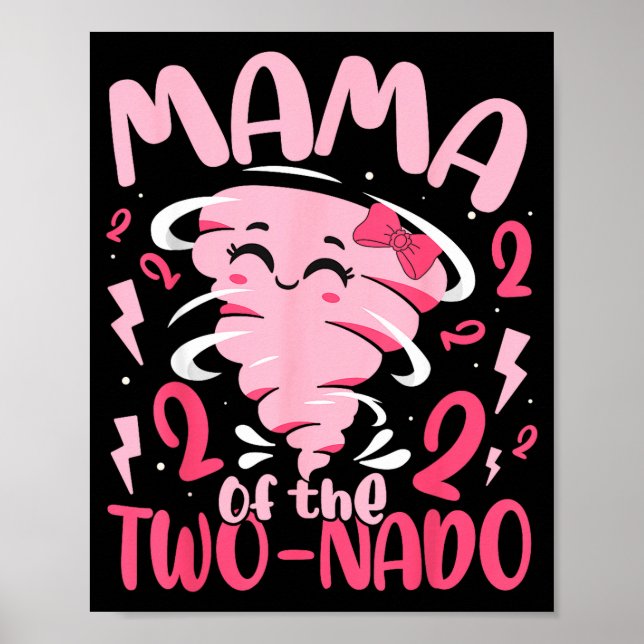 Poster Mamãe do aniversário de 2 anos temático de tornado (Frente)