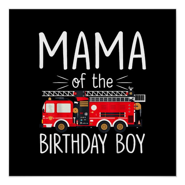 Pôster Mamãe do Aniversário do Bombeiro Fa (Frente)