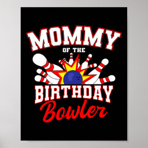 Poster Mamãe Do Partido Da Boliche De Boate De Aniversári