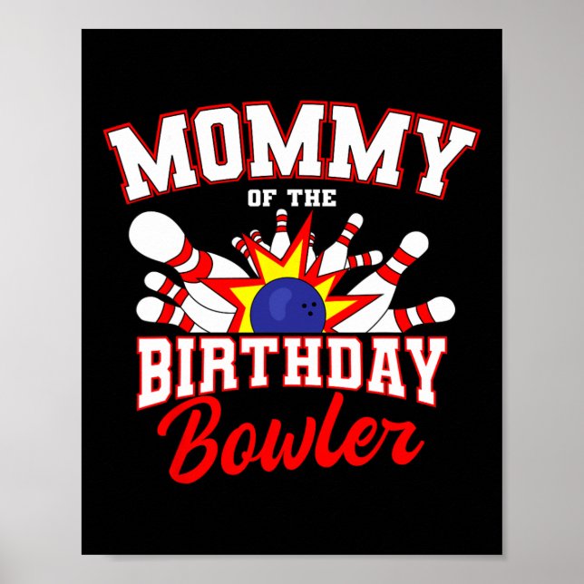 Poster Mamãe Do Partido Da Boliche De Boate De Aniversári (Frente)