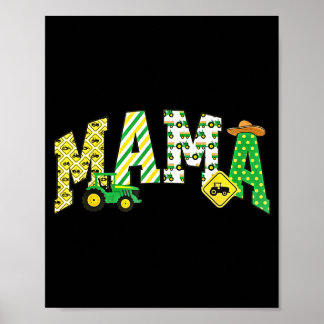Poster Mamãe do Trator do Menino de Aniversário Caminhões