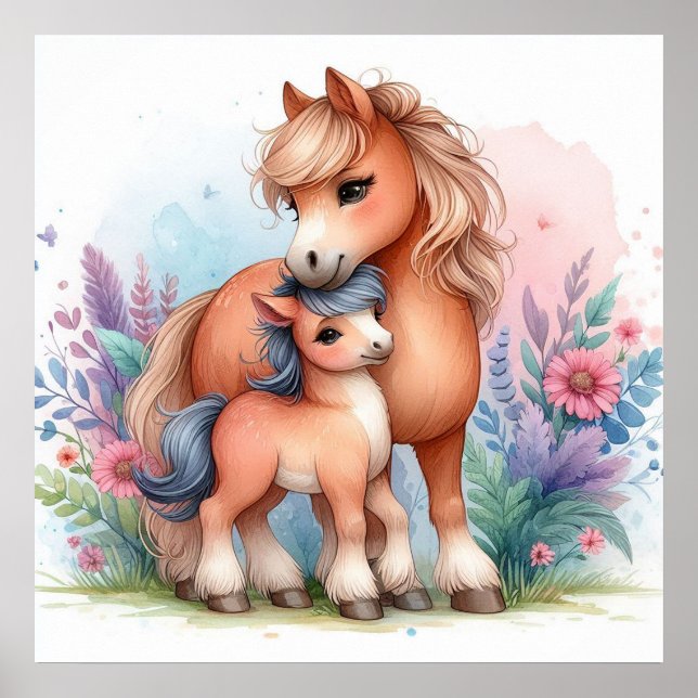 Poster Mamãe e Baby Horse (Frente)