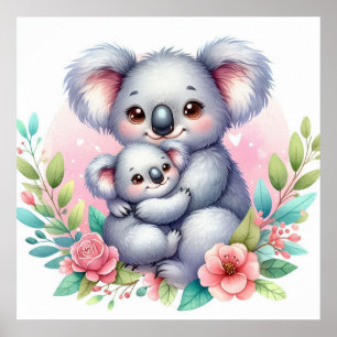 Poster Mamãe e Bebê Urso Coala