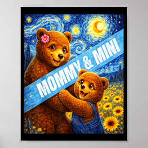 Poster Mamãe e ursinho fofo miniatura combinando dia das 