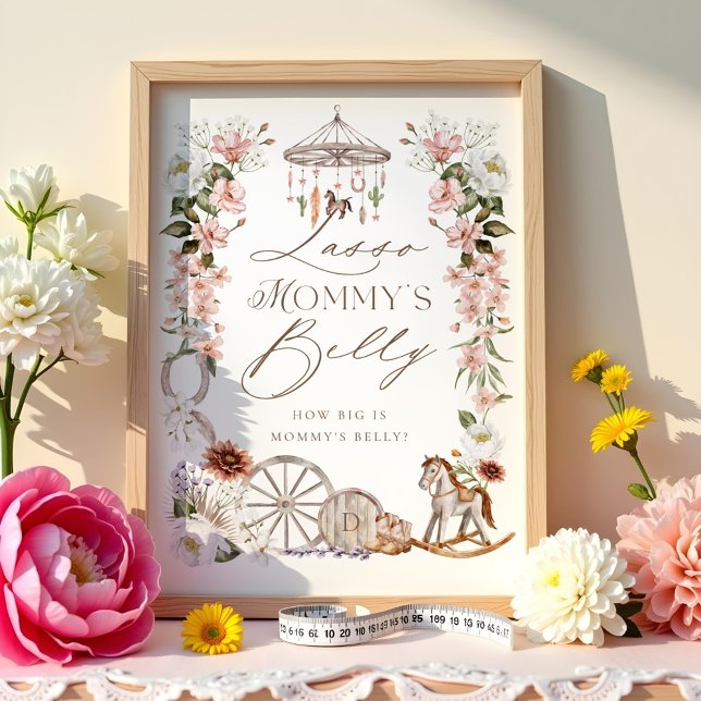 Poster Mamãe Laço Belly Wild Western Chá de fraldas (Lasso Mommy's Belly Wild Western Baby Shower Poster)