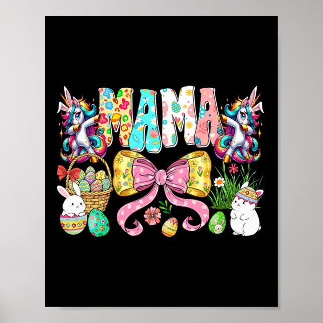 Poster Mamãe Mini Páscoa Combinando Mamãe Coelho Dia de P (Frente)