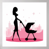 Mamãe Moda Puxando Carruagem Bebê