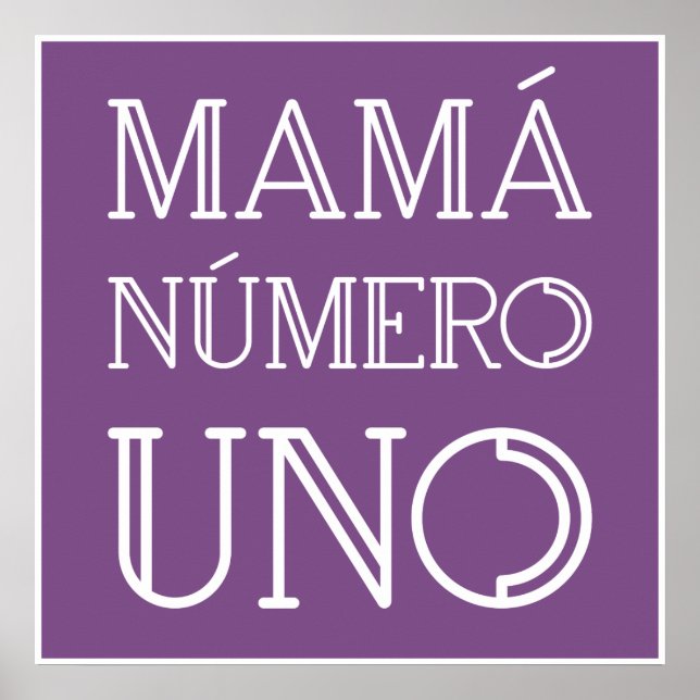 Poster Mamãe Número Um Tipografia Moderna no Roxo (Frente)