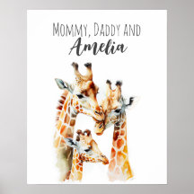 Mamãe, papai & eu | Girafa | Arte de Berçário Anim