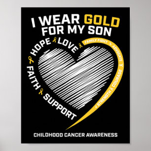 Poster Mamãe Papai Eu Uso Dourado Pelo Meu Filho Câncer I