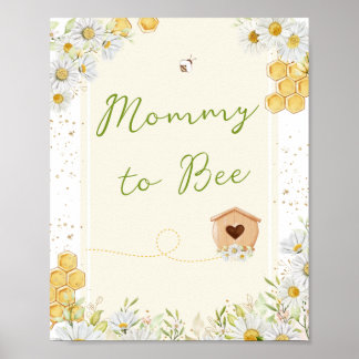 Poster Mamãe para Bebê Bumblebee doce Chá de fraldas borr