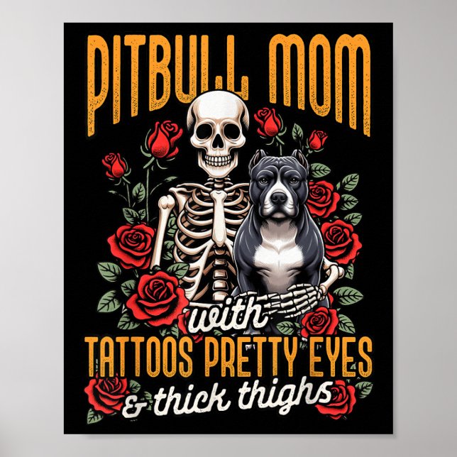 Poster Mamãe Pitbull Mãe Cachorro Mãe Pitbull Mãe Com Ta (Frente)