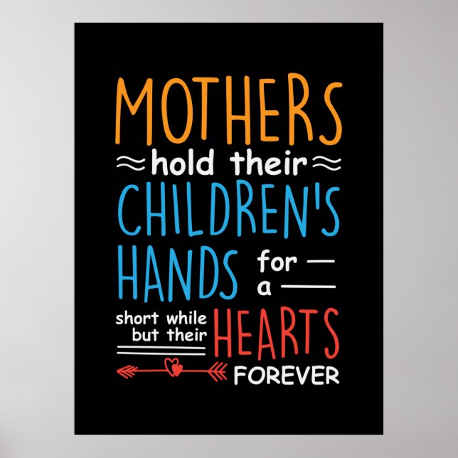 Poster Mamãe Presente Mães Seguram As Mãos Dos Filhos (Frente)