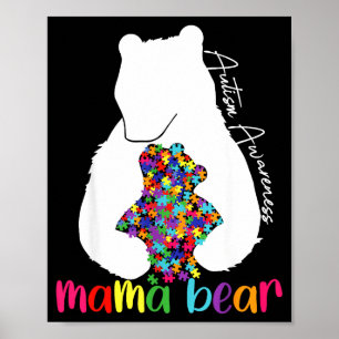 Poster Mamãe urso amor apoio consciência do autismo quebr