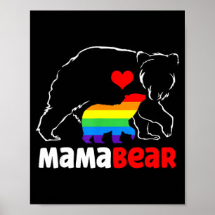 Poster Mamãe urso mãe orgulhosa bandeira arco-íris orgulh