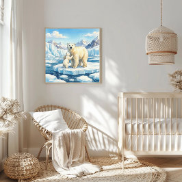 Poster Mamãe Urso Polar e Berçário de Filhotes