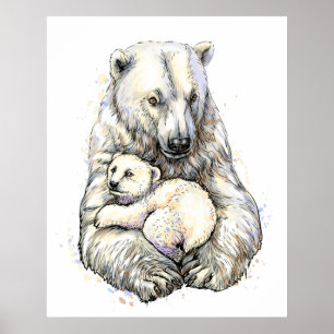 Poster Mamãe Urso Polar E Filhote