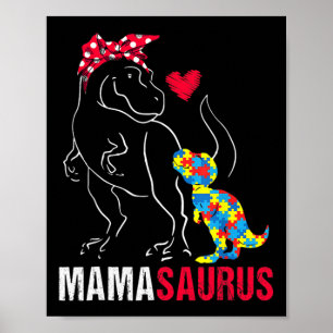 Poster Mamasauro T Rex Dinossaur Mama Saurus Autism Aware
