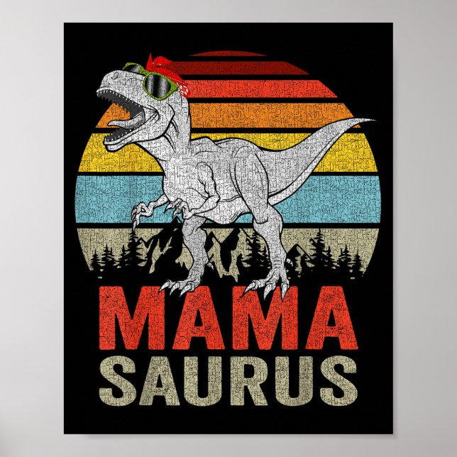Poster Mamasaurus Dinosaur Mama Saurus T Rex Funny Family (Frente)