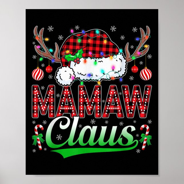 Poster Mamaw Claus Christmas Lights Matching Family Xmas  (Frente)