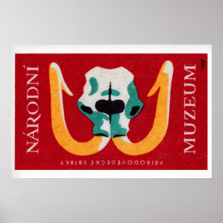Poster Mammoth Skull - Matchbox Print - Czech Wall Art