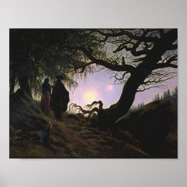 Poster Man and Woman Contemplating the Moon (Friedrich) (Frente)