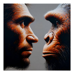 Pôster  man confronting his evolutionary origin