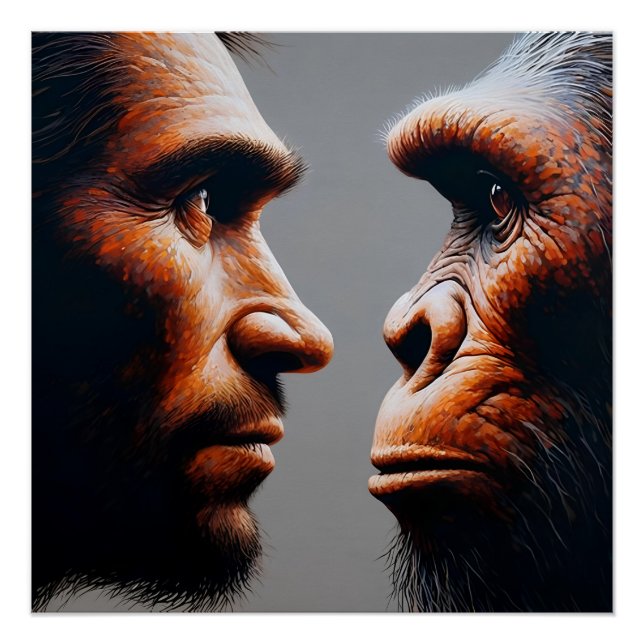 Pôster  man confronting his evolutionary origin (Frente)
