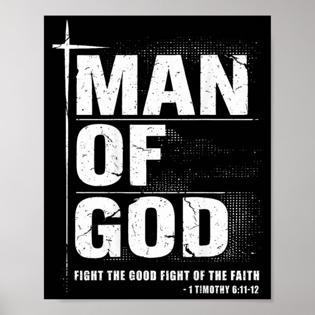 Poster Man Of God Christian Dad Bible Verse Timothy 6 11  (Frente)