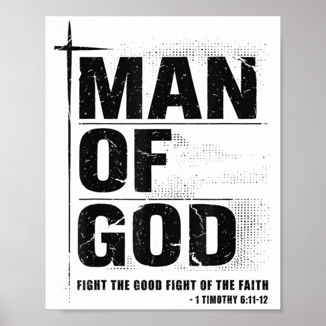 Poster Man Of God Christian Dad Bible Verse Timothy 6 11  (Frente)