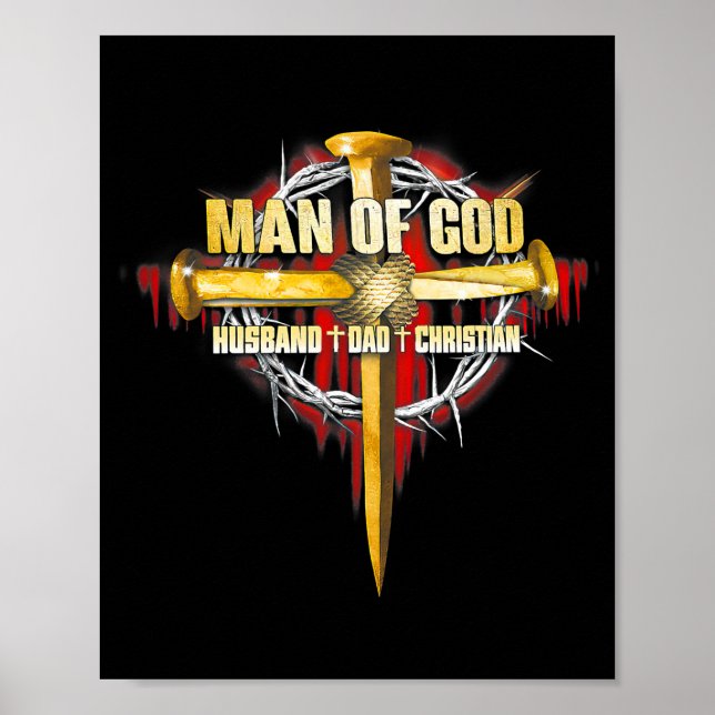 Poster Man Of God Husband Dad Christian Jesus Apparel (Frente)