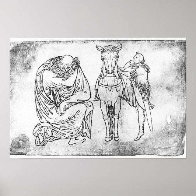 Poster Man seated, Knight mounting his horse (Frente)