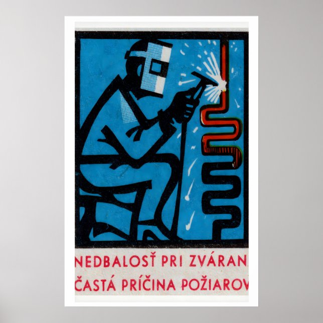 Poster Man Welding - Matchbox Print - Czech Wall Art (Frente)